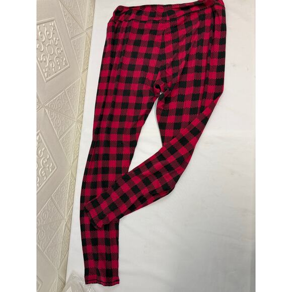 Sleep Pants lounge xl size red black check soft  36" + stretch waist 32" inseam - Picture 6 of 7
